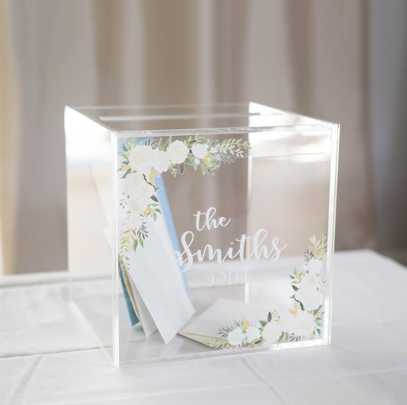 Acrylic Wedding Card Keepsake Box With Slot