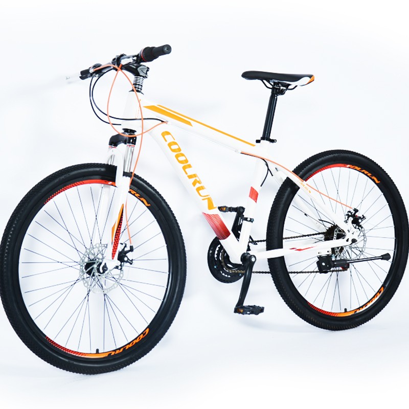 26 Inch F&R Disc Brakes Steel Frame 21 Speed Orange Colorful Mountain Bicycles