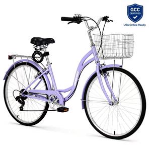 wholesale wemen city bicycle 26 inch 7 speed with front basket and rear carrie for urban riding