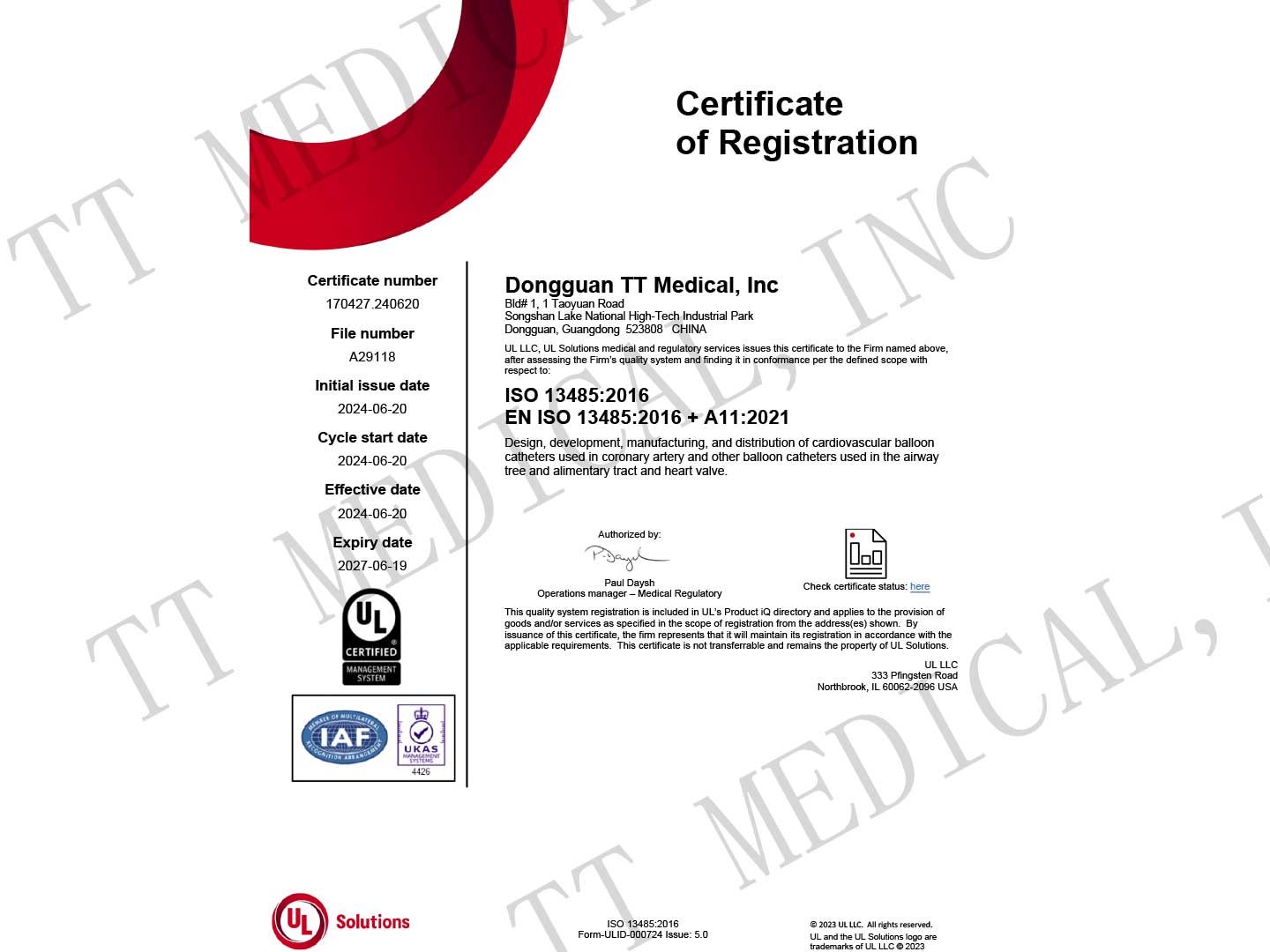 ISO13485-2016 Certificate