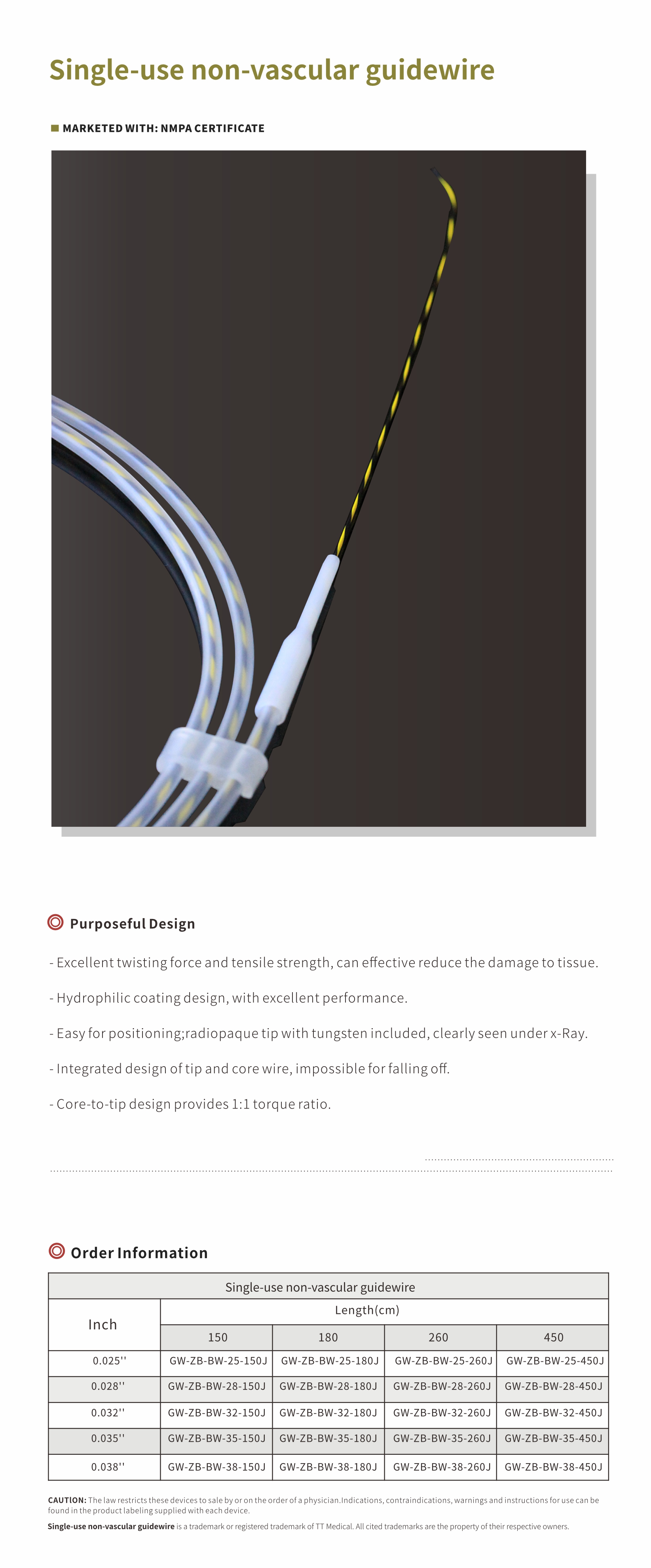 Single-use non-vascular guidewire