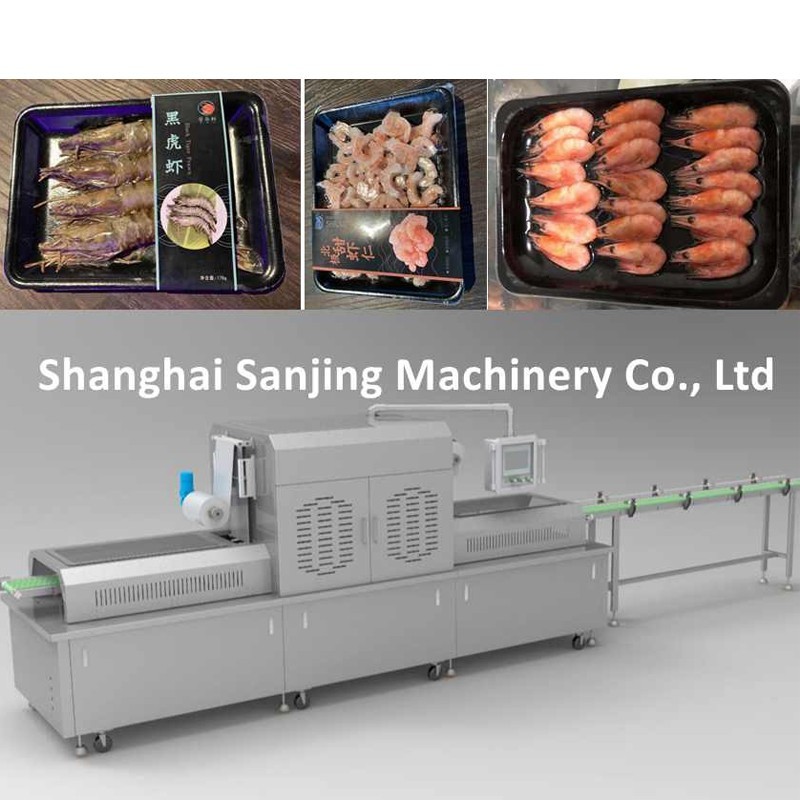 Maquinaria de envasado de piel al vacío de camarones tigre negro