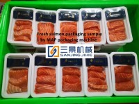Filetes de salmón MAPA envasado en sellado de bandejas