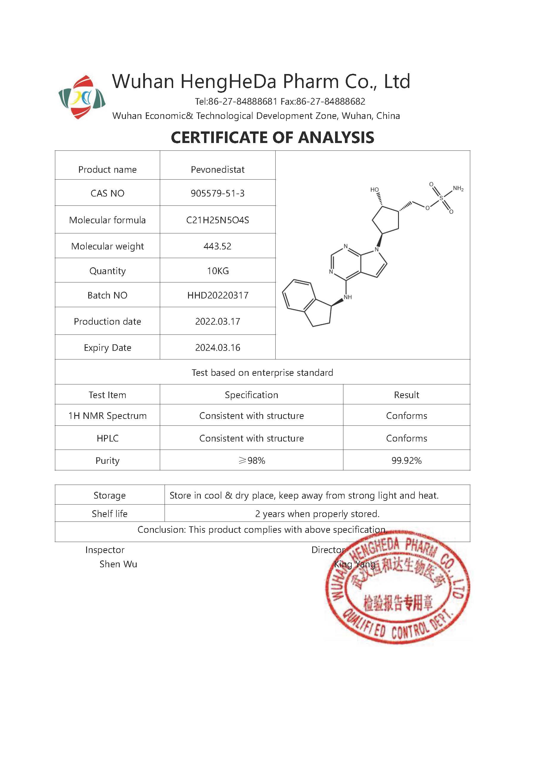 High Quality Pevonedistat/MLN4924 CAS 905579-51-3