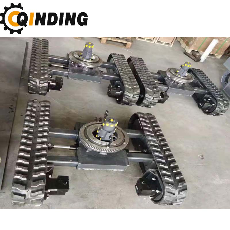QDRT-06T 6 Ton Rubber Track Undercarriage Chassis for Road Paves, Harvesting, Drilling Rig 2388mm x 478.5mm x 300mm