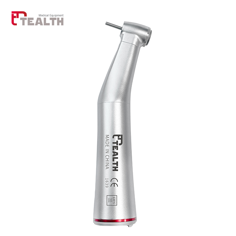 thumbnail interactive-video image 1 of AZDENT LED Fiber Optic Dental Contra Angle Handpiece - Low Speed, Push Button, Blue Ring 1 of 6