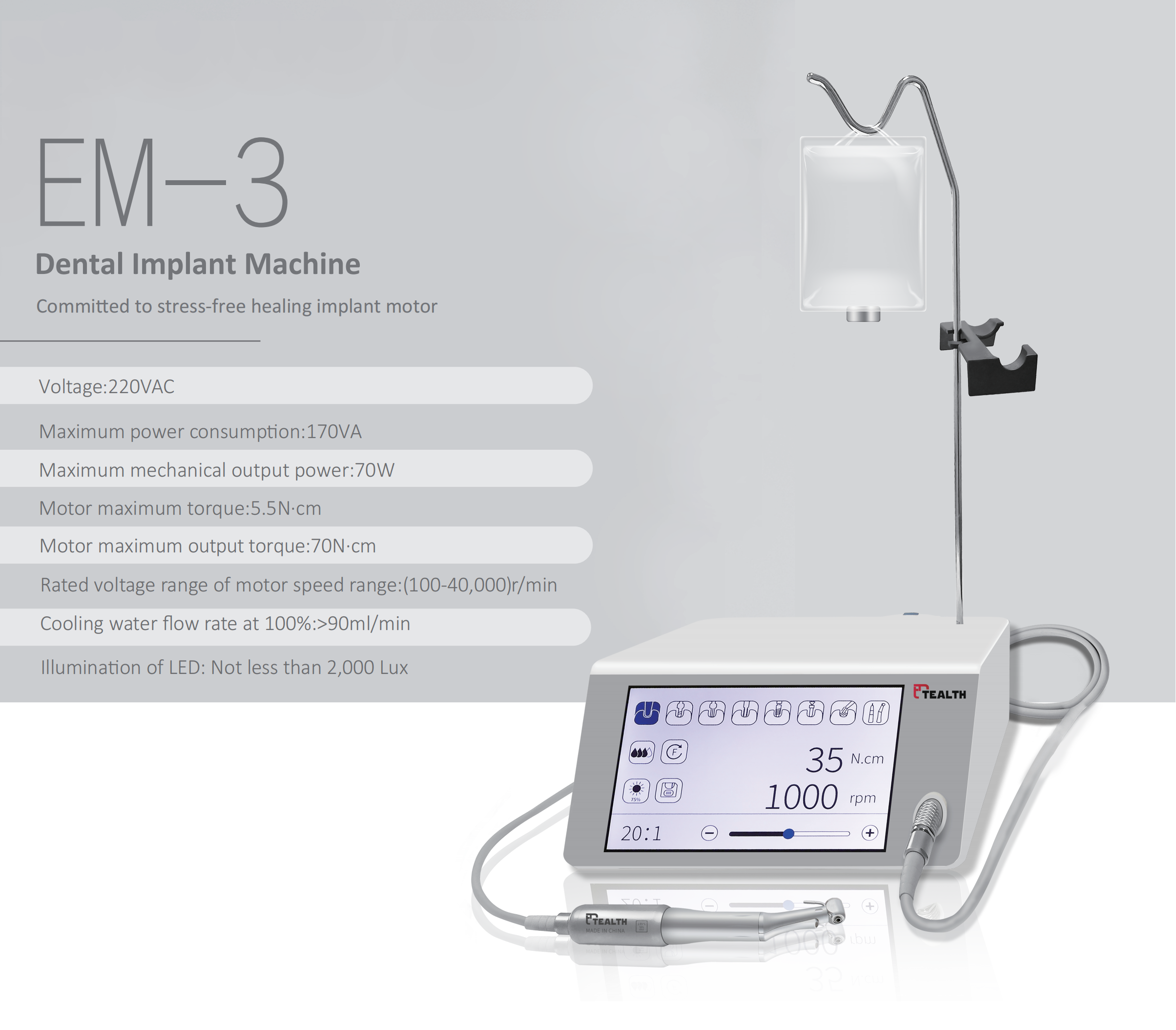 thumbnail interactive-video image 1 of Dental Implant Motor Surgical System – LED Touch Screen + 20:1 Fiber Optic Contra Angle Handpiece (US Stock) 1 of 4