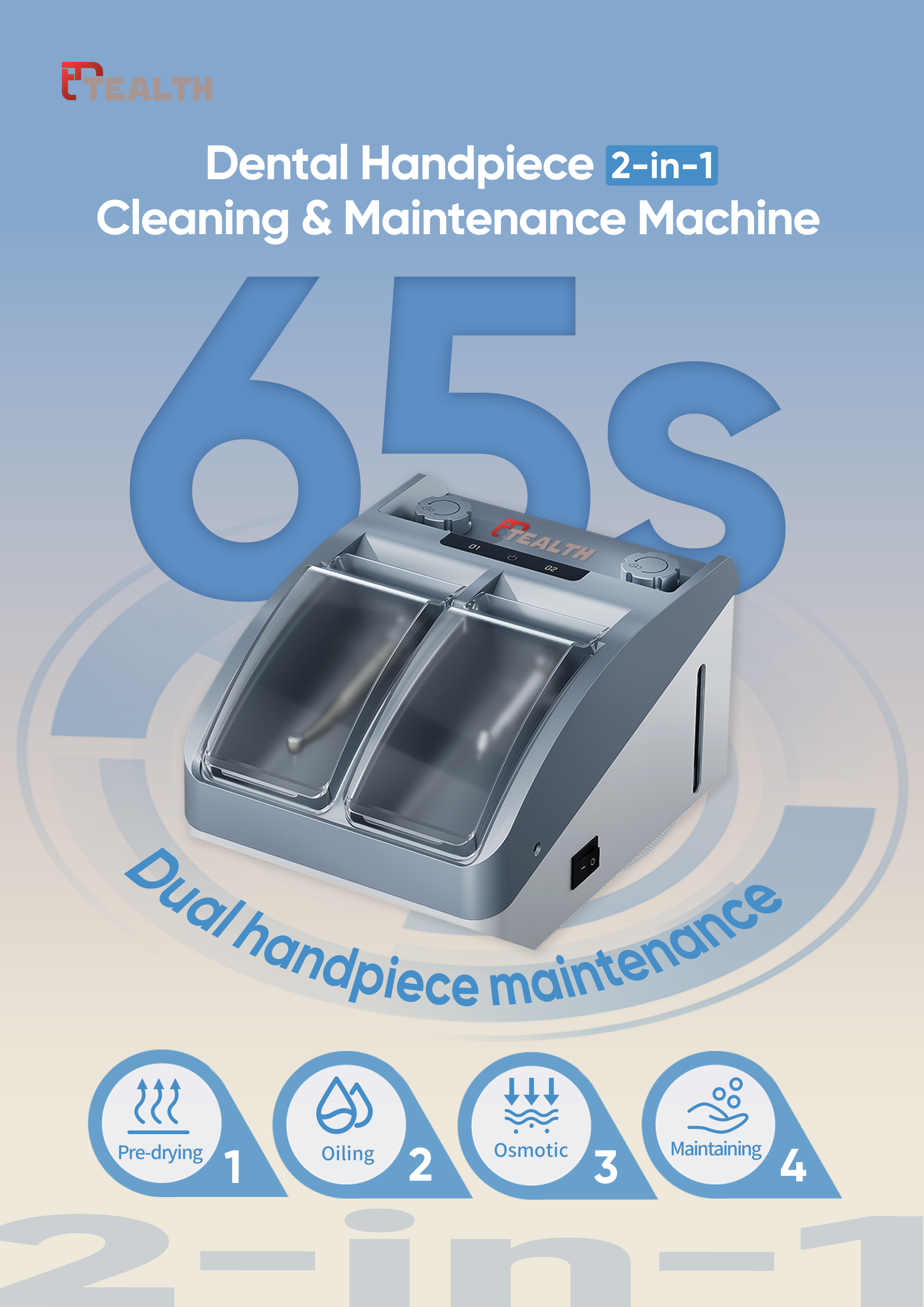 Electric dental handpiece cleaning and maintenance machine