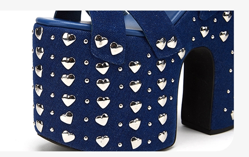 Heart-shaped Rivet High Platform Heels