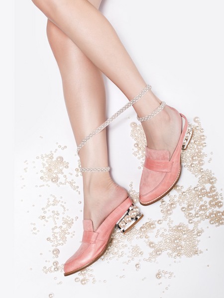 Zapatos Moller de piel de becerro rosa