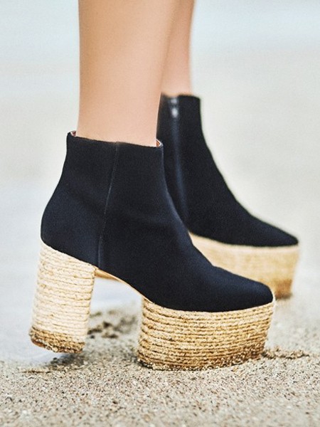 Hemp Rope Platform Ankle Boots
