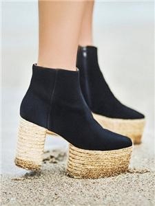 Hemp Rope Platform Ankle Boots