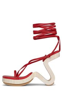 Sandalia de tiras con cordones y cuña escultural recortada
