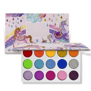 15 Color Summer Cute Unicorn Neon Eyeshadow Palette Private Label