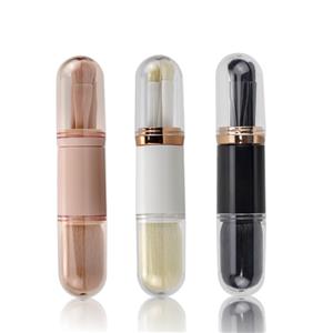 Sistema de cepillo de maquillaje vegano personalizado con etiqueta privada portátil de doble extremo