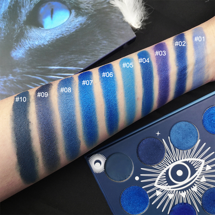10 Colors Custom Unique Cute High Quality Blue Eyeshadow Makeup Palette