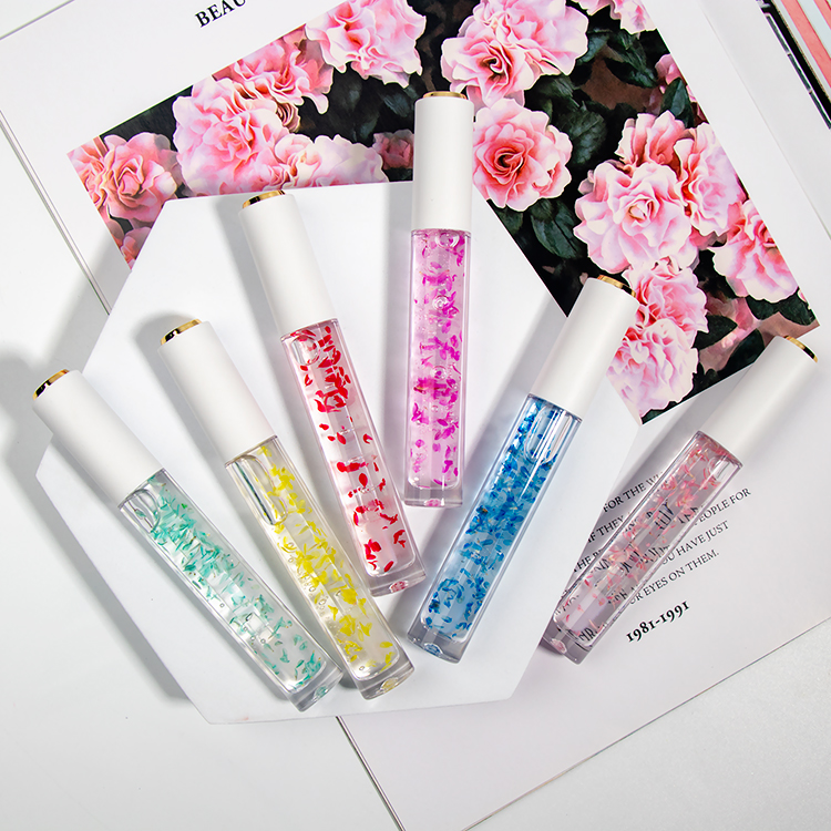 New Trending Private Label Flavoring Lip Plumping Oil With Petals