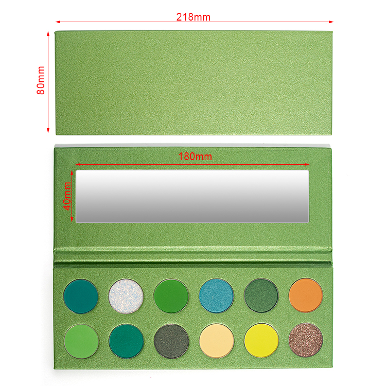 12 Holes Green Color Waterproof Cruelty Free Diy Eyeshadow Palette