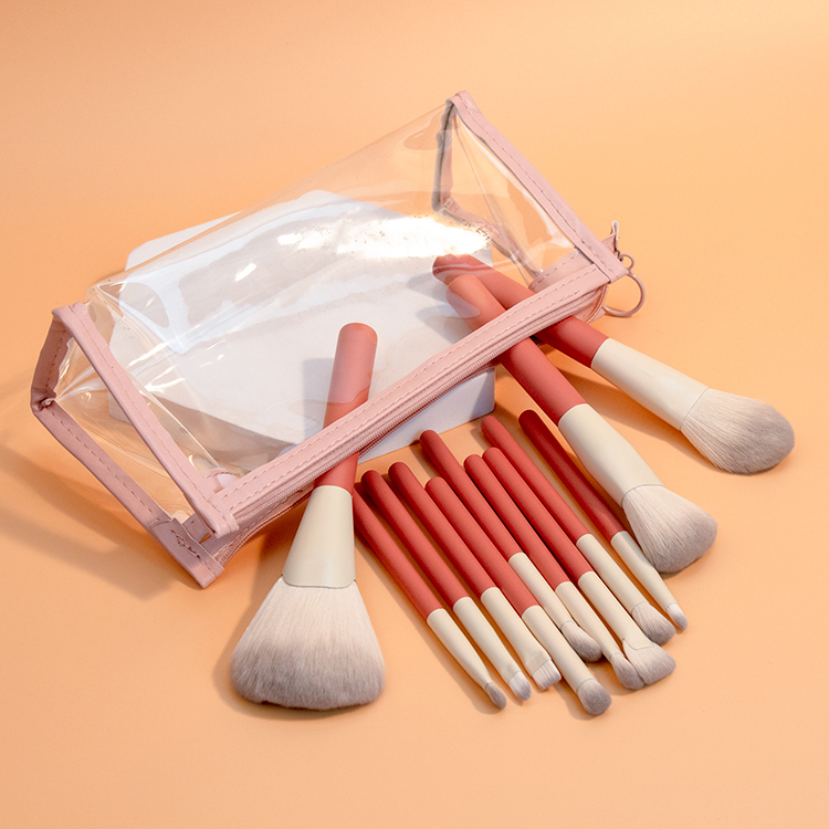 New High Quality 12 PCS Travel Makeup Brush Set Private Label With PVC Bag