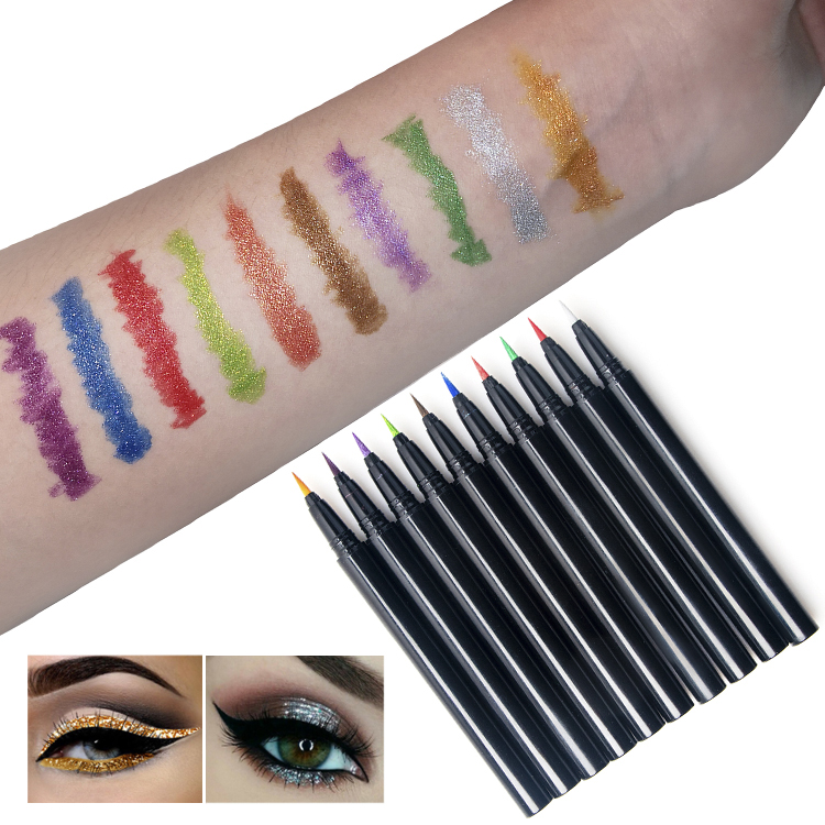New Arrival Colored Liquid Makeup Glitter Eyeliner Private Label