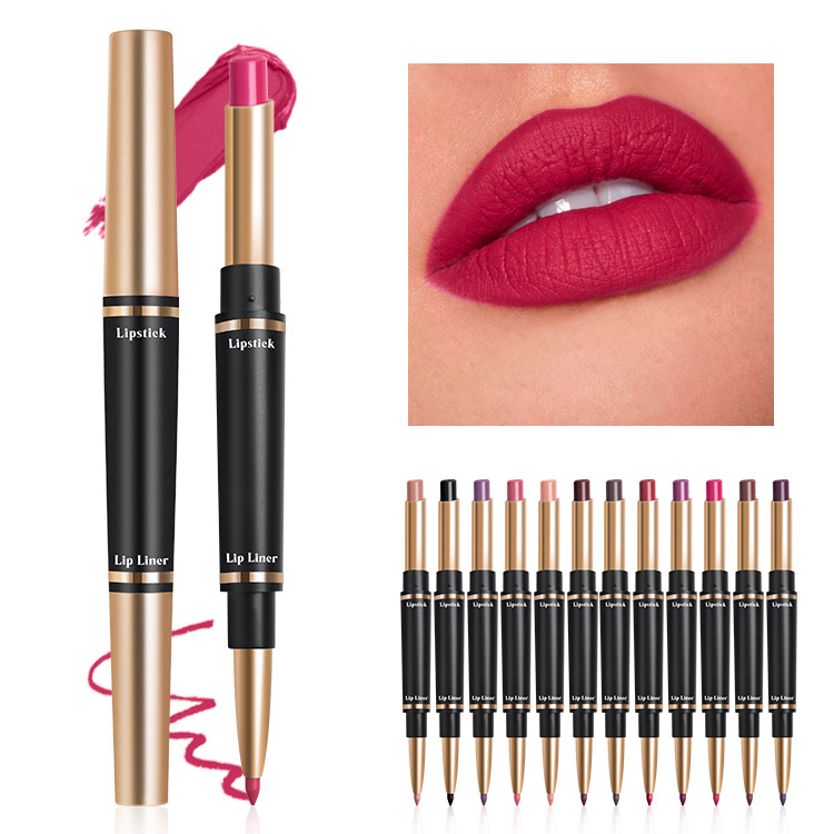 Golden Lip Liner et Lipstick Combo Set 24h Lip Liner Makeup Set