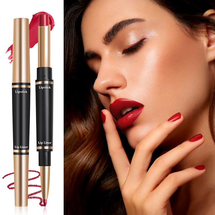 Golden Lip Liner and Lipstick Combo Set 24h Lip Liner Makeup Set