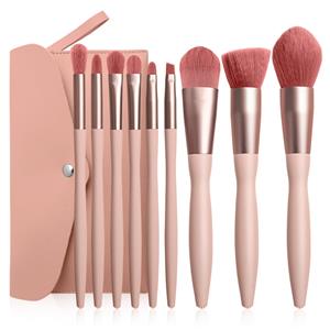 Juego de brochas de maquillaje profesional rosa de 9 piezas