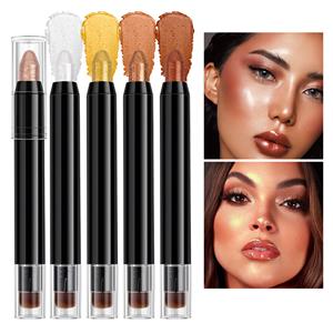 Dual-ended Shimmer Face Highlighter Stick with Brush