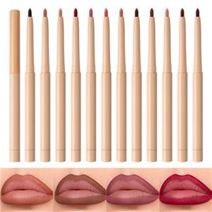 Lápiz delineador de labios giratorio de 12 colores para definir los labios