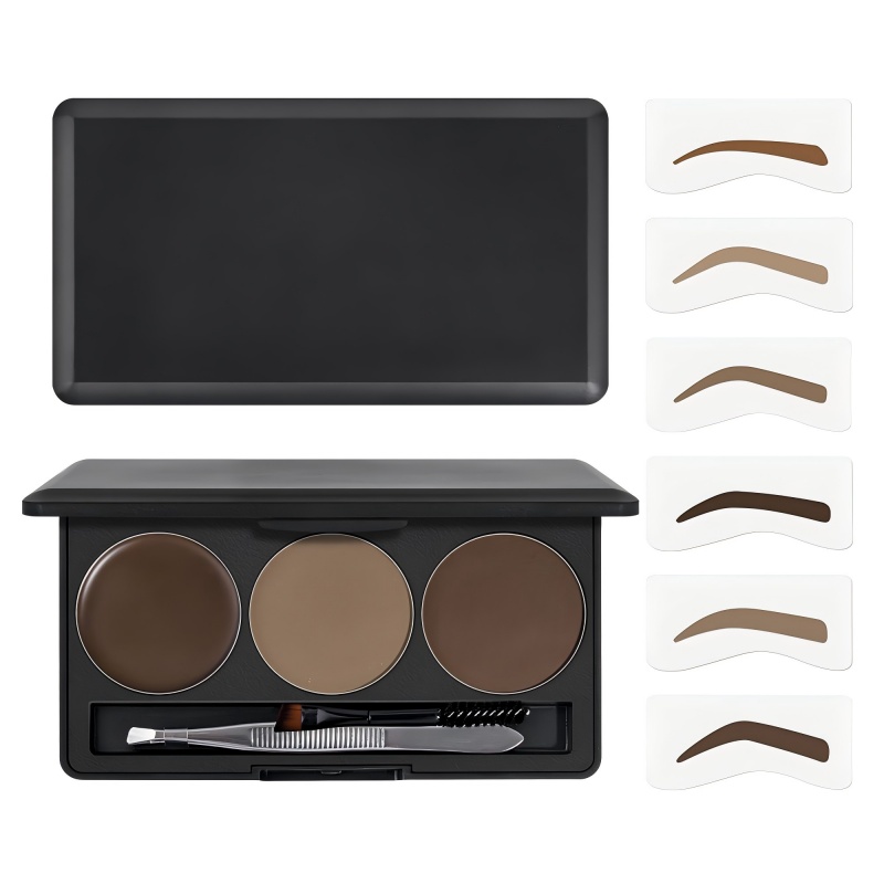 3-color brow palette with tools
