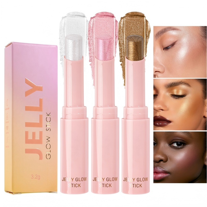 Jelly Glow Highlighter Stick in Slim Pink Tube for Dewy
