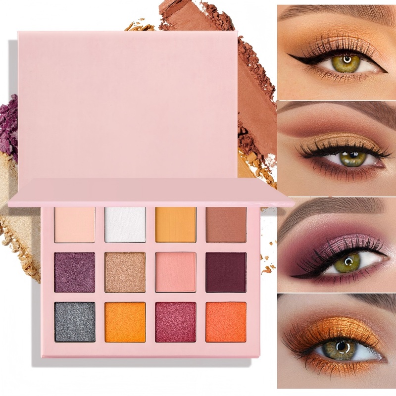Palette di ombretti quadrati rosa da 12 colori