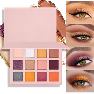 12barevná růžová čtvercová paleta očních stínů