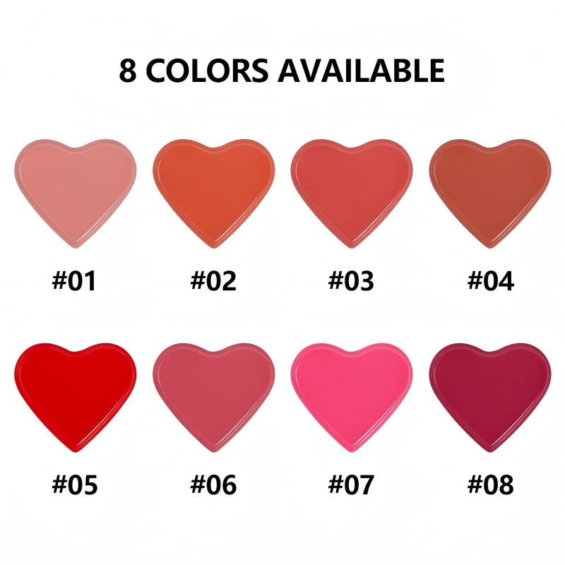 8 Color Heart Shaped Blush Stick Velvet Matte Private Label