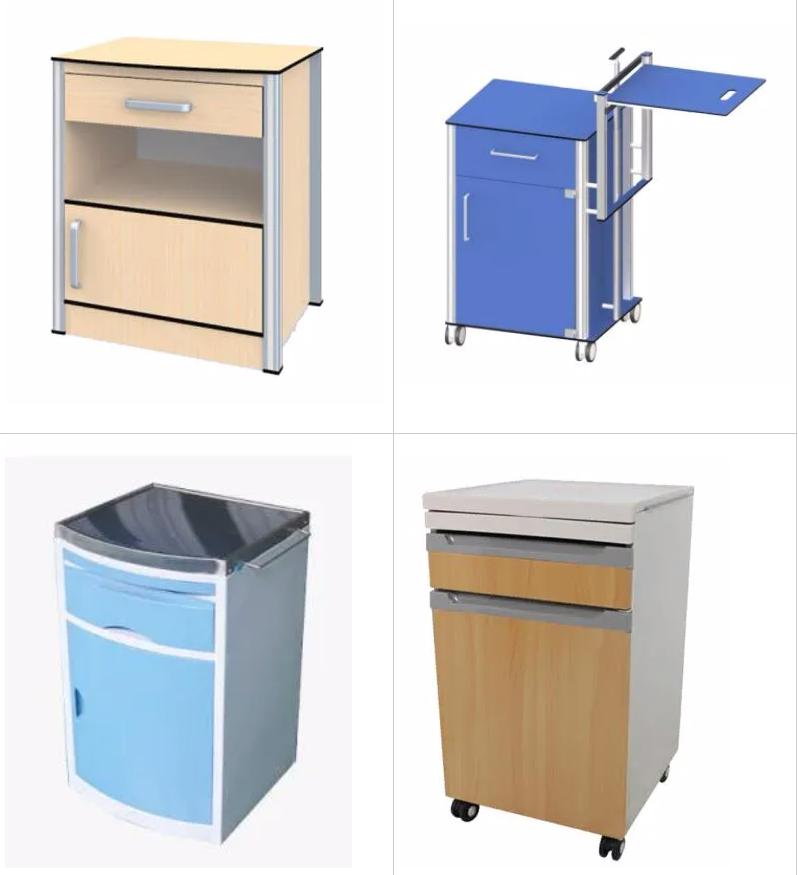 ABS Plastic Case Bedside Cabinet Hospital Movable Cabinet Medical Hospital Furniture