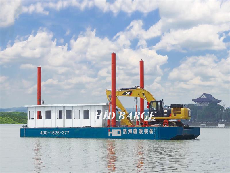 HID multipurpose excavator barge for Backhoe Sand Dredging/Sand Mining in the river Factory