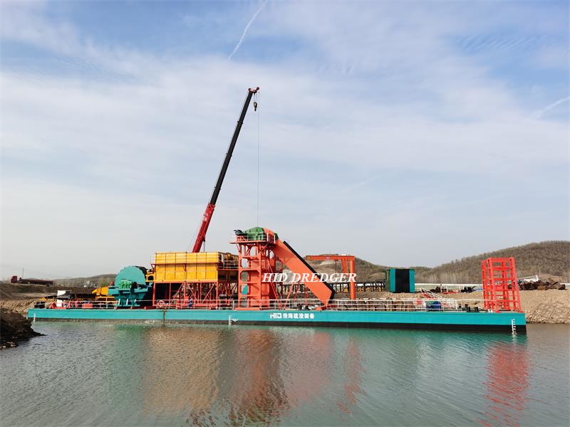 Assembling of HID's large chain bucket dredger is nearing completion