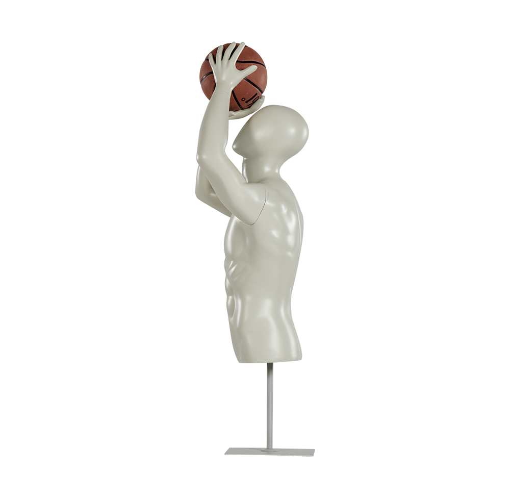 Male Half Body Shot Basketball Mannequin Torso Full Back