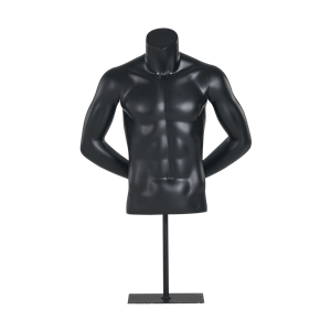 Mannequin de torse masculin noir à main arrière complète