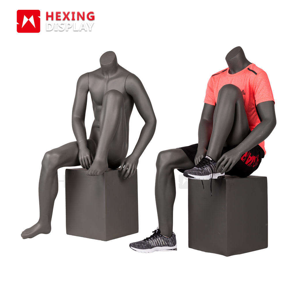 Retail Store Headless Male Athletic sitting down Mannequins