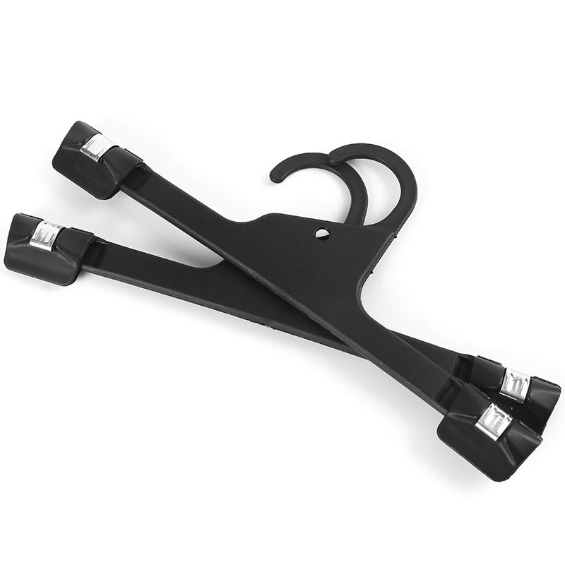 Hang-Safe Black Plastic Pant Hanger with Pinch Grips