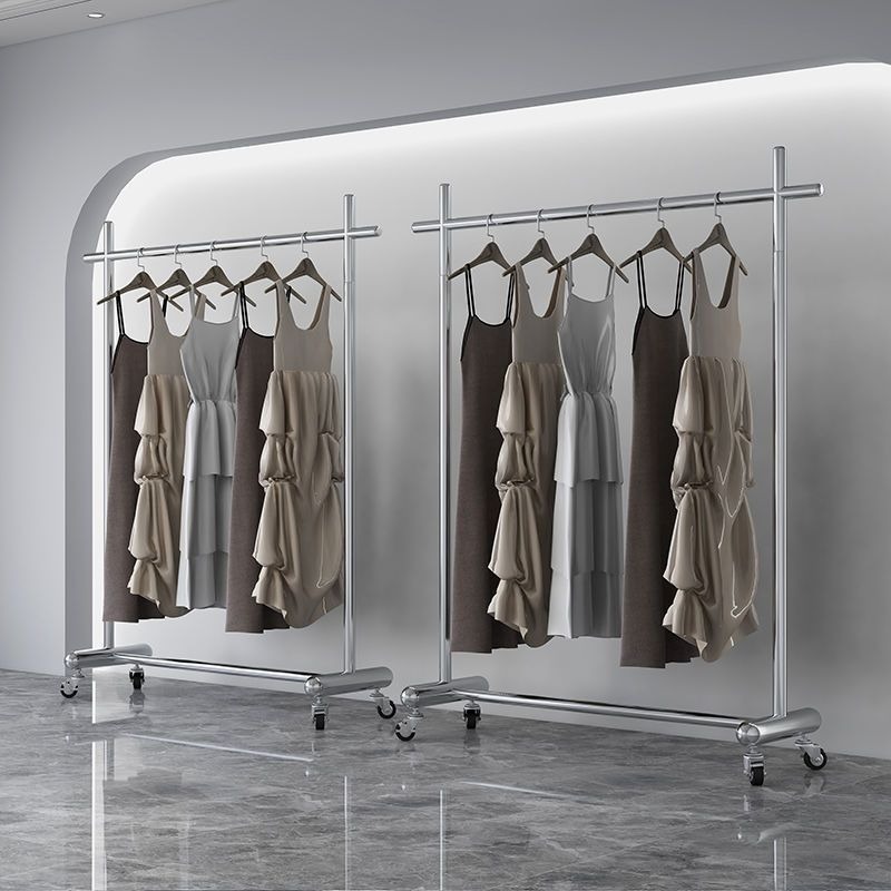 Китай Металлическая вешалка для одежды Стоящая стойка для одежды Бутик Роликовая витрина, производитель
