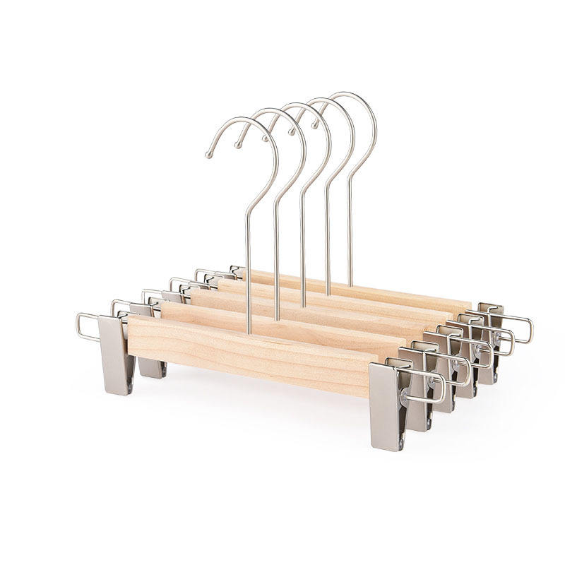 Wood Pants Hangers Skirt Hangers Shorts Hangers with 2-Adjustable Clips