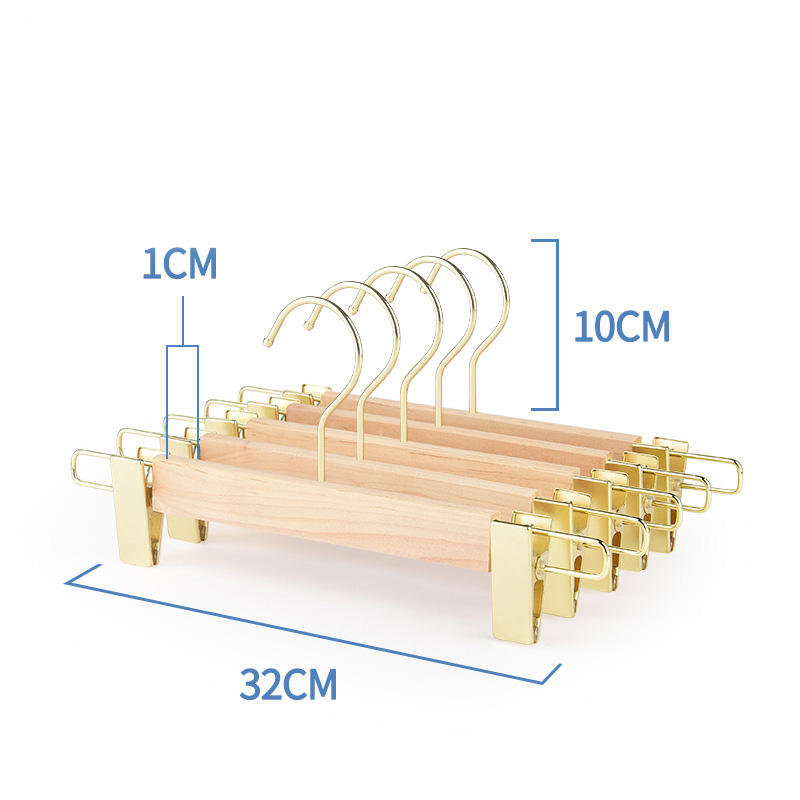 Wood Pants Hangers Skirt Hangers Shorts Hangers with 2-Adjustable Clips