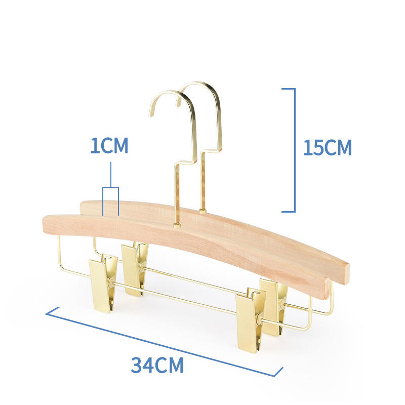 Wood Pants Hangers Skirt Hangers Shorts Hangers with 2-Adjustable Clips