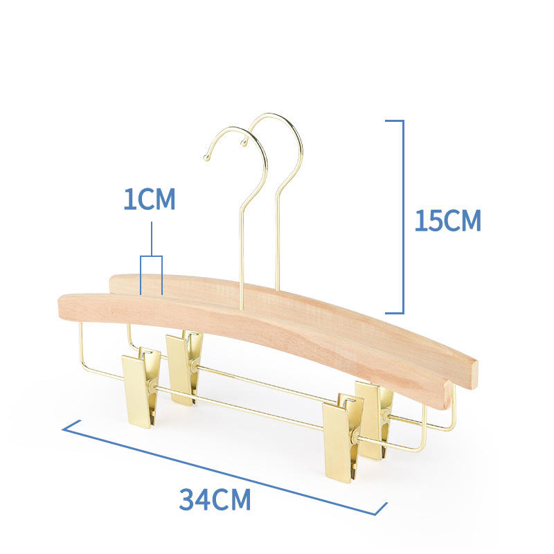 Wood Pants Hangers Skirt Hangers Shorts Hangers with 2-Adjustable Clips