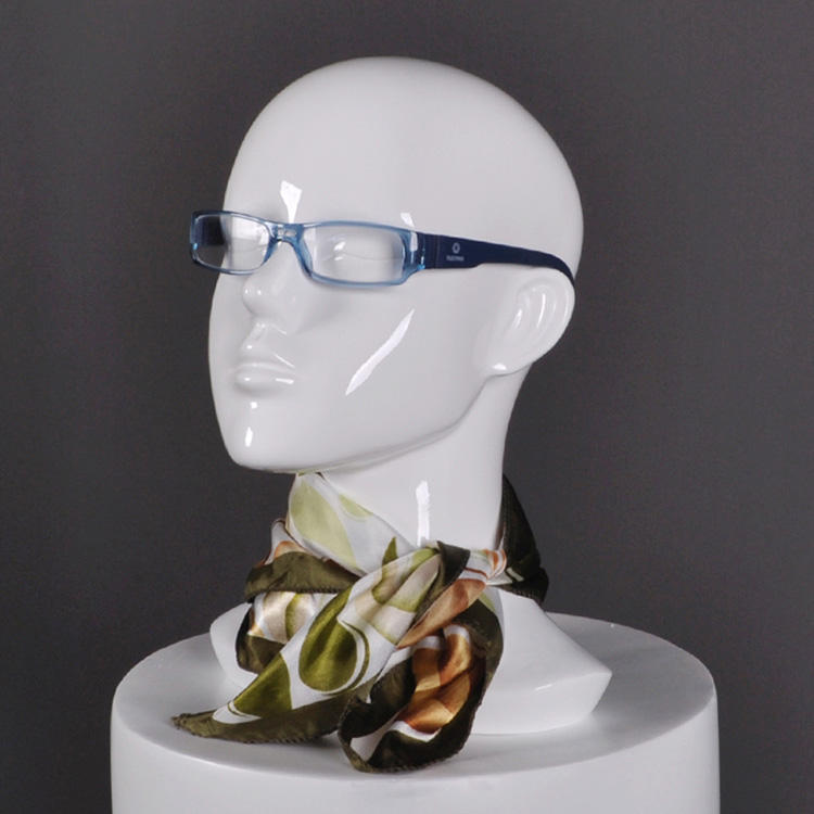 Glossy White Fiberglass Female head display Sunglasses and hat