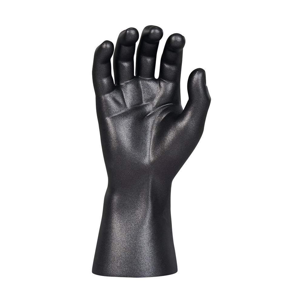 Mão realística masculina plástica preta do manequim para a exposição da luva
