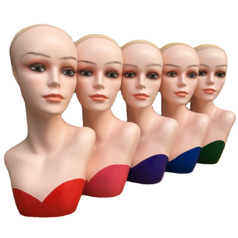 Make Up Realistic Female Wholesale Display PP plastic Mannequins Head without shoulder