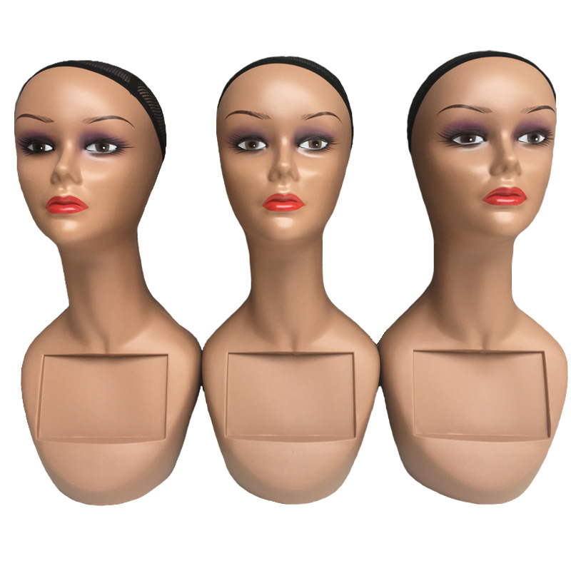 Make Up Realistic Female Wholesale Display PP plastic Mannequins Head without shoulder